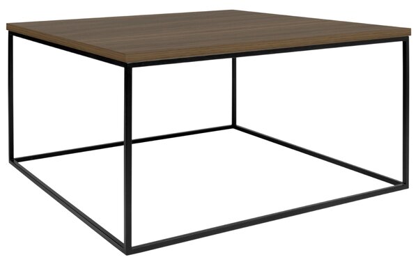 Ořechový konferenční stolek TEMAHOME Gleam 75x75 cm s černou podnoží