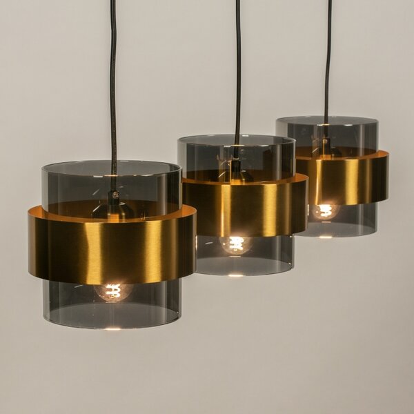 Závěsné svítidlo nad jídelní stůl Retro 70er Trio Line Black and Gold (LMD)