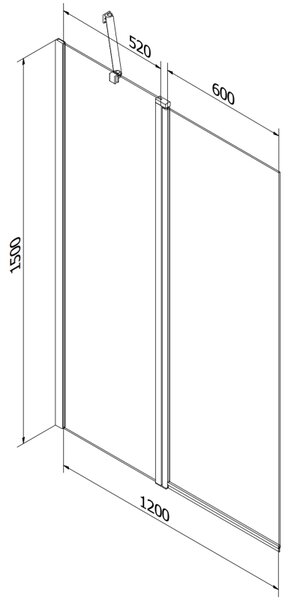 Mexen Flip, vanová zástěna 1-křídlová 120 x 150 cm, otočné křídlo, 6 mm námraza sklo, chromový profil, 894-120-101-01-30