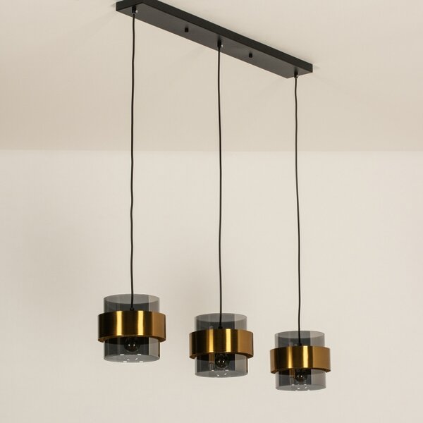 Závěsné svítidlo nad jídelní stůl Retro 70er Trio Line Black and Gold (LMD)