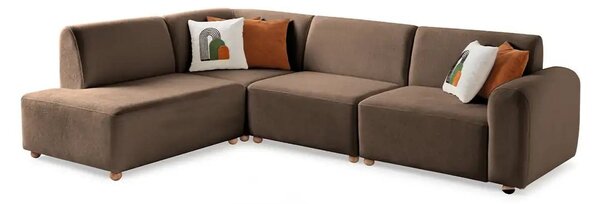 Rohová sedačka Slota (hnědá) (L). Akce -25%