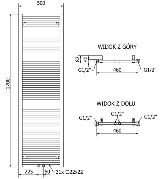 Mexen Pluton topné těleso 1700 x 500 mm, 844 W, černá, W106-1700-500-00-70