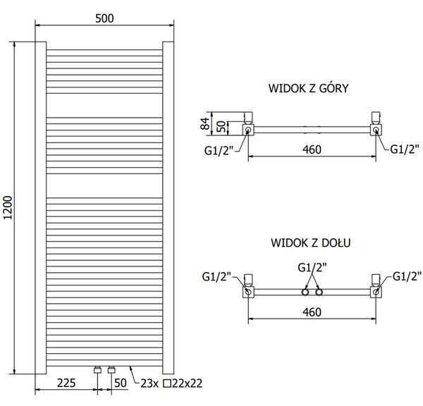 Mexen Pluton topné těleso 1200 x 500 mm, 487 W, zlatá lesklá, W106-1200-500-00-50