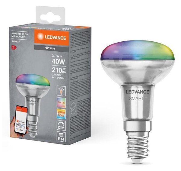 LED RGBW Stmívatelná žárovka SMART+ E14/3,3W/230V 2700-6500K Wi-Fi - Ledvance