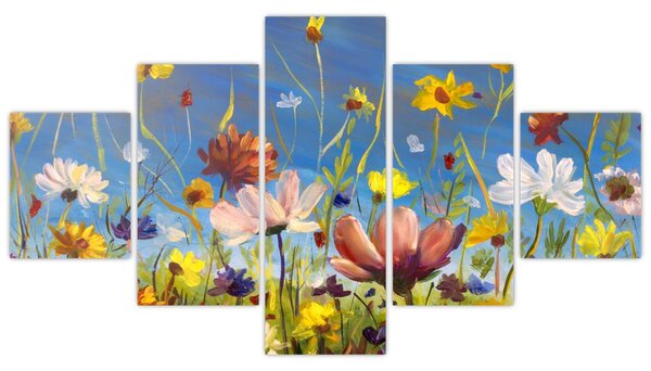 Malovaný obraz rozkvetlé louky (125x70 cm)