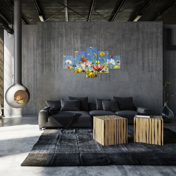 Malovaný obraz rozkvetlé louky (125x70 cm)