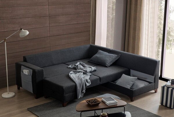Rohová sedačka Lofty (antracit). Akce -24%