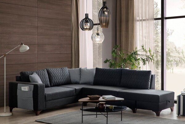 Rohová sedačka Lofty (antracit). Akce -24%