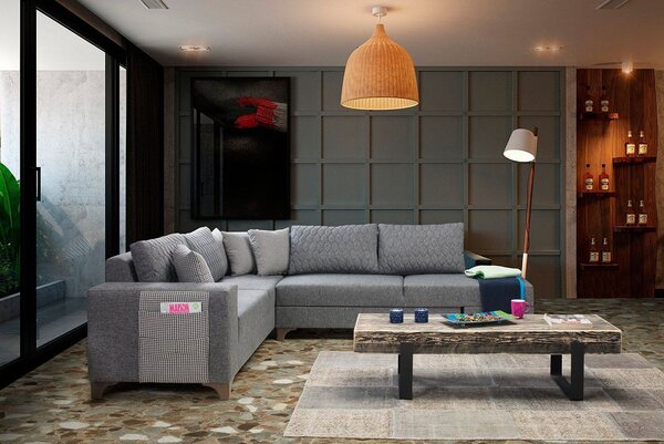 Rohová sedačka Lofty (šedá). Akce -24%