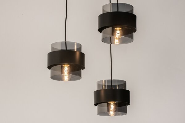 Závěsné svítidlo nad jídelní stůl Retro 70er Trio Round Black (LMD)