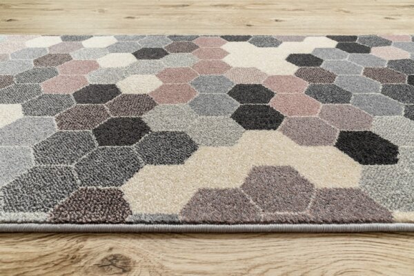 Běhoun HEOS 78537 šedý / růžový / krém HEXAGON