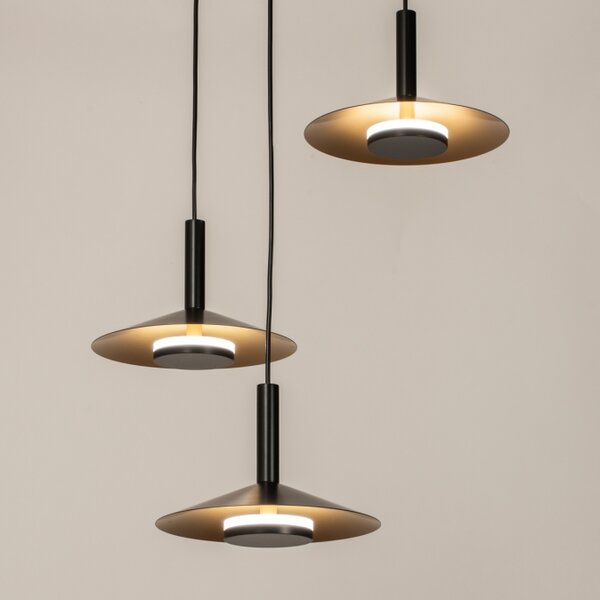 Závěsné LED svítidlo do obýváku Simeon Black and Gold (LMD)
