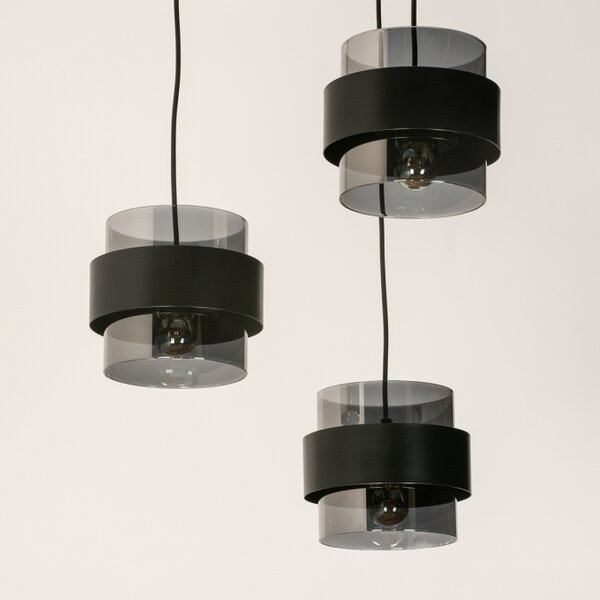 Závěsné svítidlo nad jídelní stůl Retro 70er Trio Round Black (LMD)