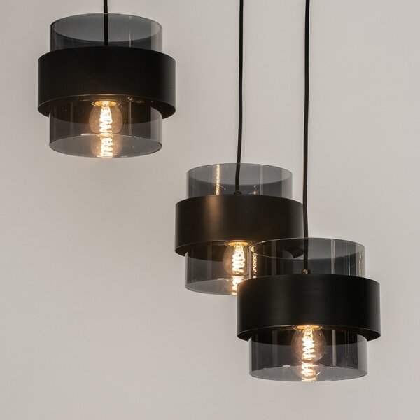 Závěsné svítidlo nad jídelní stůl Retro 70er Trio Round Black (LMD)
