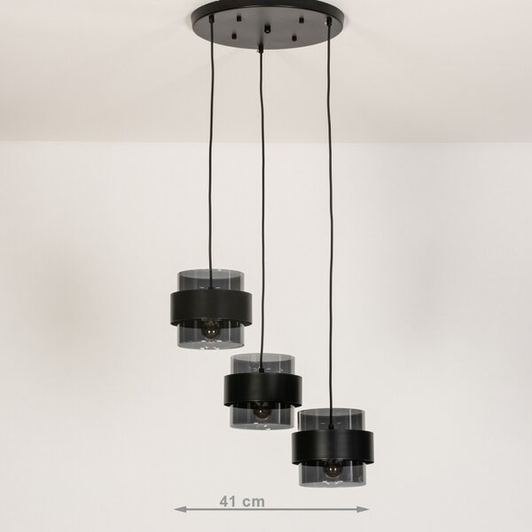 Závěsné svítidlo nad jídelní stůl Retro 70er Trio Round Black (LMD)