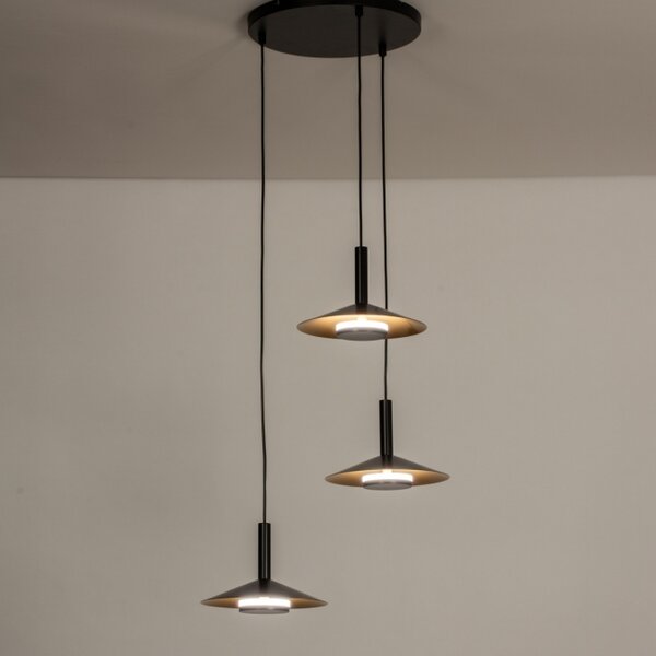 Závěsné LED svítidlo do obýváku Simeon Black and Gold (LMD)