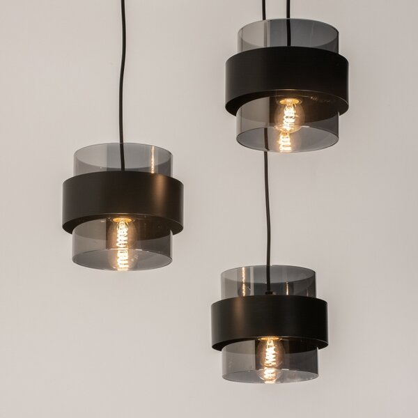 Závěsné svítidlo nad jídelní stůl Retro 70er Trio Round Black (LMD)