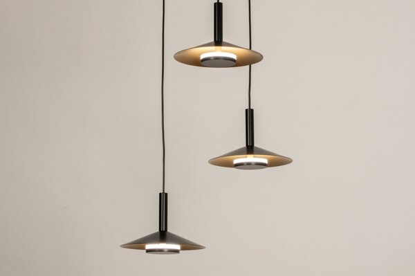 Závěsné LED svítidlo do obýváku Simeon Black and Gold (LMD)