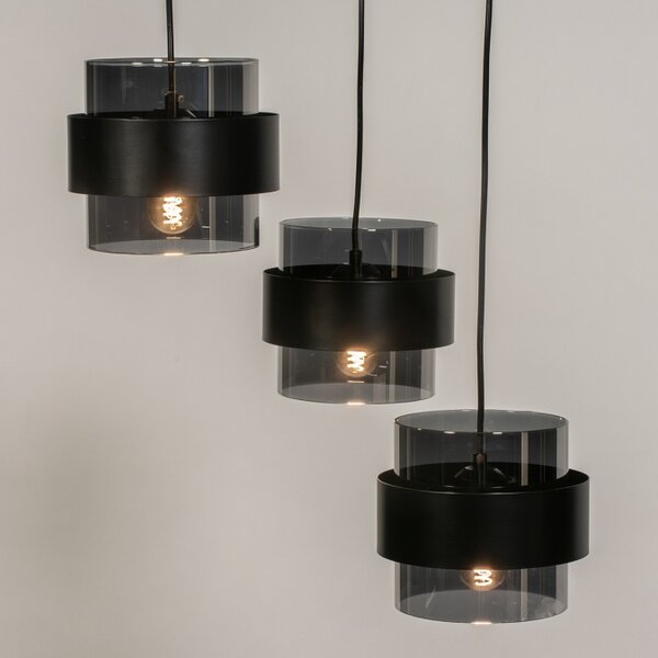 Závěsné svítidlo nad jídelní stůl Retro 70er Trio Round Black (LMD)
