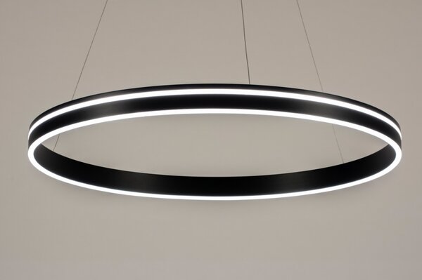 Závěsné černé velké LED svítidlo nad stůl Athena Black 80 (LMD)