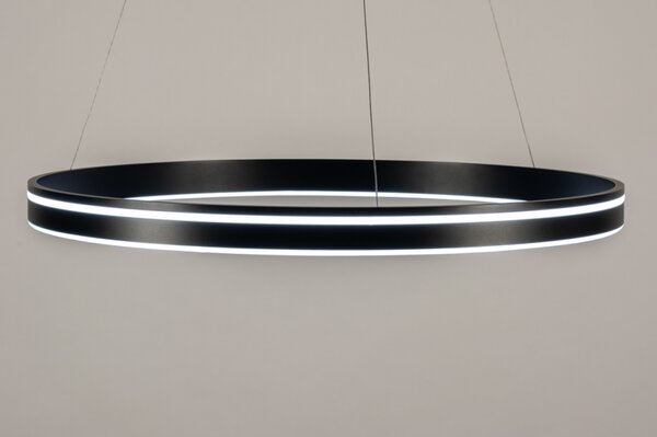 Závěsné černé velké LED svítidlo nad stůl Athena Black 80 (LMD)