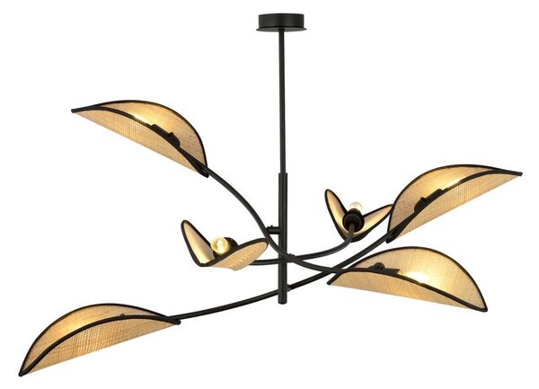 Lustr na tyči LOTUS 6xE14/10W/230V černá/béžová