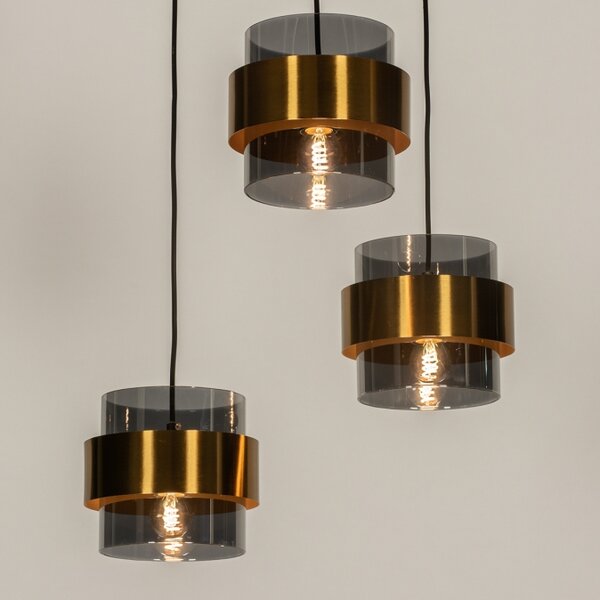 Závěsné svítidlo nad jídelní stůl Retro 70er Trio Round Black and Gold (LMD)