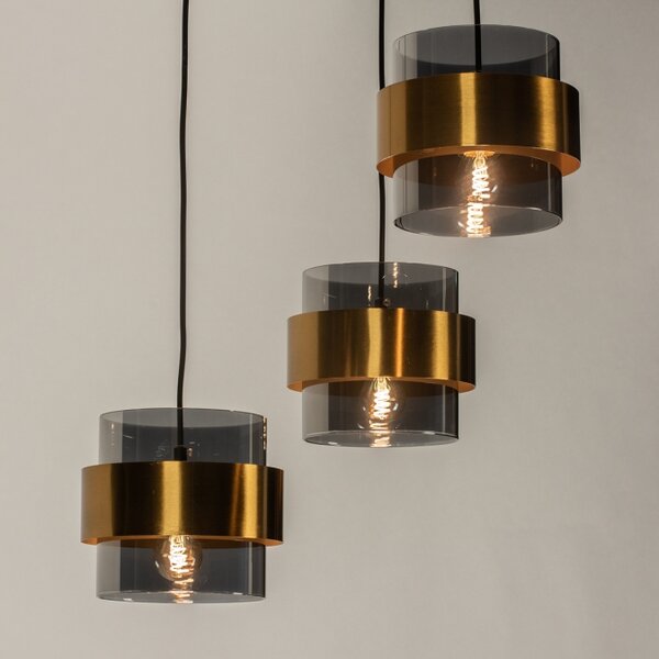 Závěsné svítidlo nad jídelní stůl Retro 70er Trio Round Black and Gold (LMD)