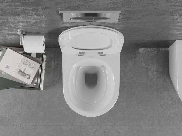 Mexen Lena WC mísa Rimless s pomalu padajícím slim sedátkem, duroplast, bílá vzor - 30224099
