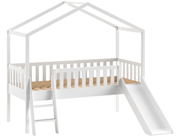 Bílá borovicová dětská postel Vipack Dallas se skluzavkou 90 x 200 cm