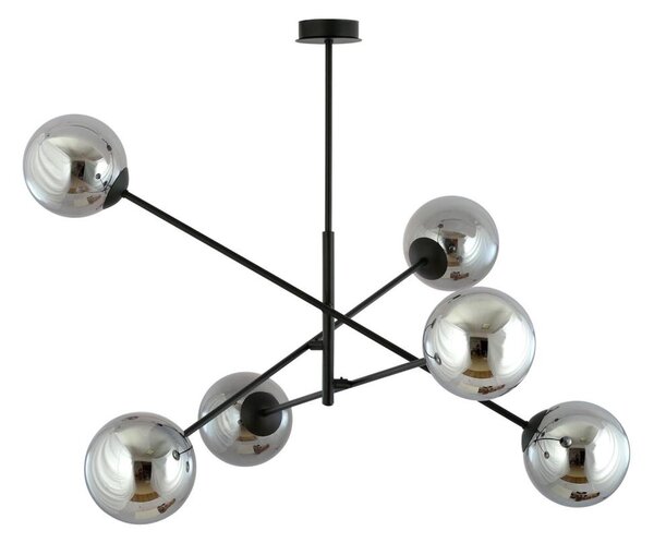 Lustr na tyči LINEAR 6xE14/10W/230V černá/šedá