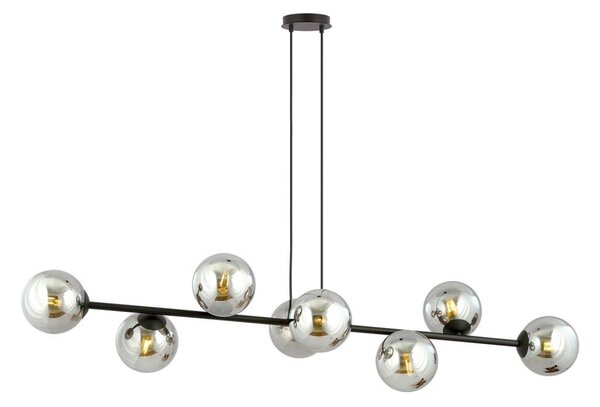 Lustr na lanku ROSSI 8xE14/10W/230V černá/šedá