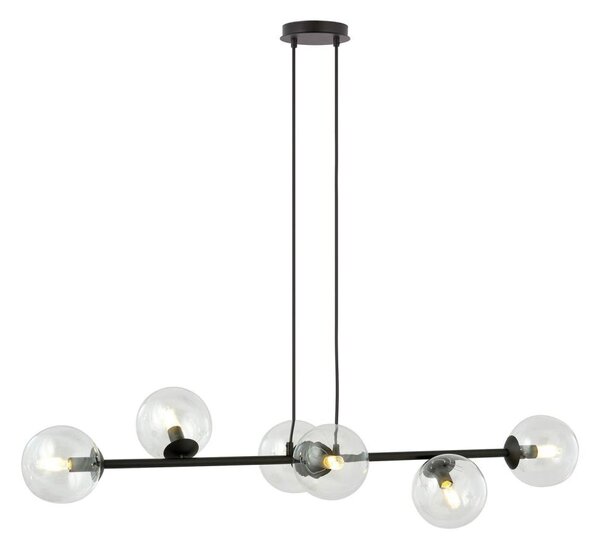 Lustr na lanku ROSSI 6xE14/10W/230V černá/čirá