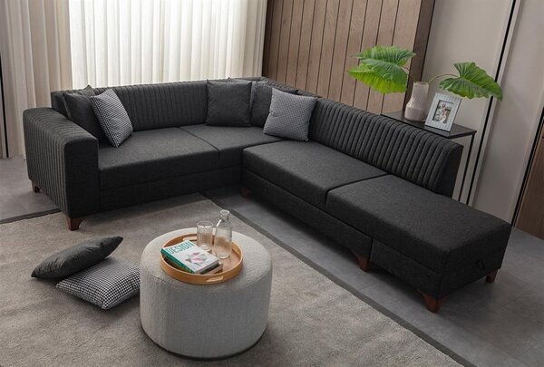 Rohová sedačka Westy (antracit) (P). Akce -25%