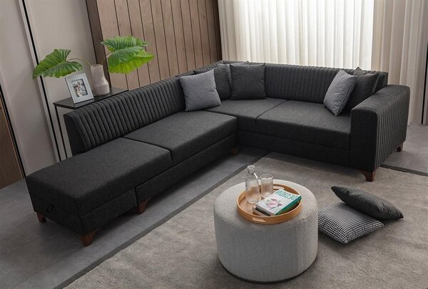 Rohová sedačka Westy (antracit) (L). Akce -25%