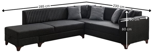 Rohová sedačka Westy (antracit) (L). Akce -25%