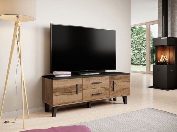 TV stolek Sanna 140 2D2S, Barva: brilantní bílá / dub sonoma 5902928126358
