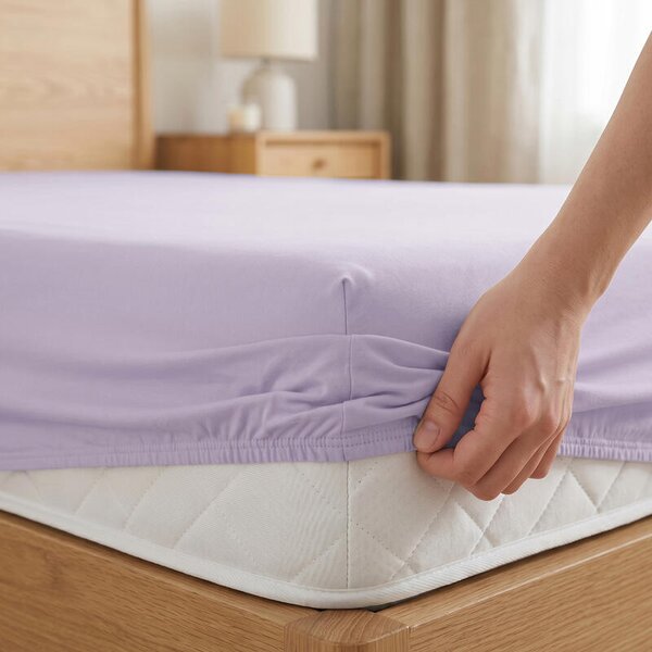 Napínací prostěradlo JERSEY ELASTIC LYCRA světle fialová výška matrace do 30 cm 90 x 200 cm