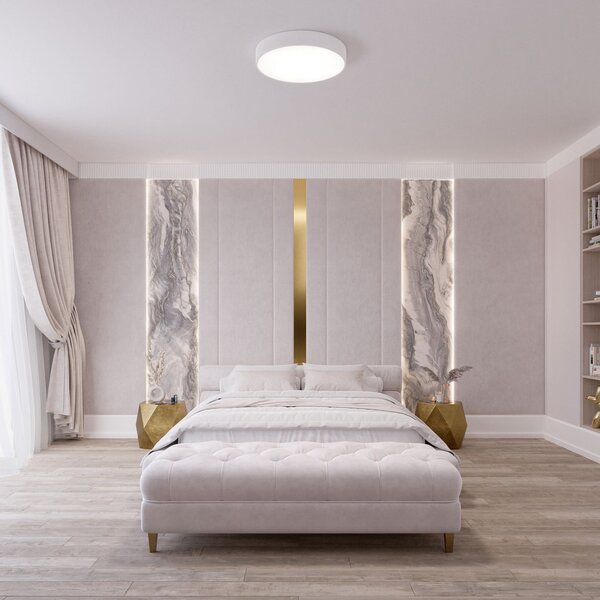 Stropní Lampa TEMAR LIGHTING, Cleo, stmívatelné, Bílá, Obývací pokoj, Kov, Moderní