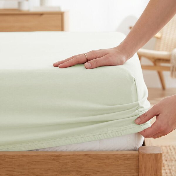 Napínací prostěradlo JERSEY ELASTIC LYCRA světle khaki výška matrace do 30 cm 90 x 200 cm