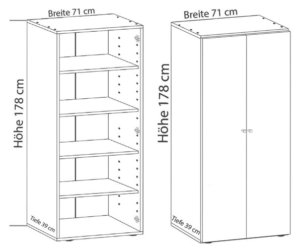 VÍCEÚČELOVÁ SKŘÍŇ, bílá, barvy buku, 70/178/39 cm MID.YOU - Online Only komody, Online Only