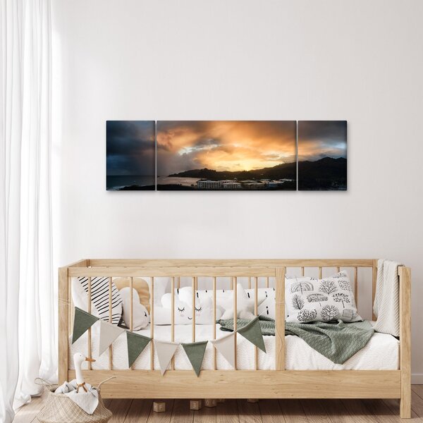 Obraz - pláž se zataženou oblohou (170x50 cm)
