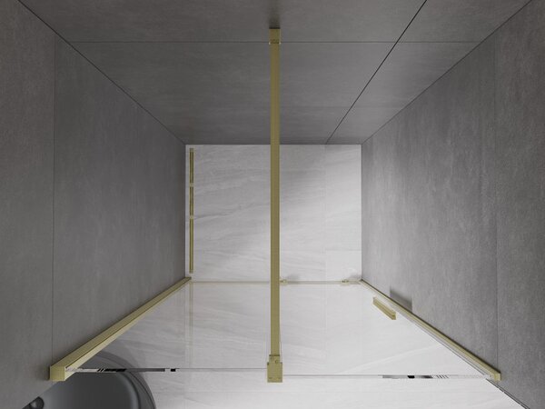 Mexen Velar, posuvné dveře do otvoru 90x200 cm, 8mm čiré sklo, zlatá matná, 871-090-000-01-55