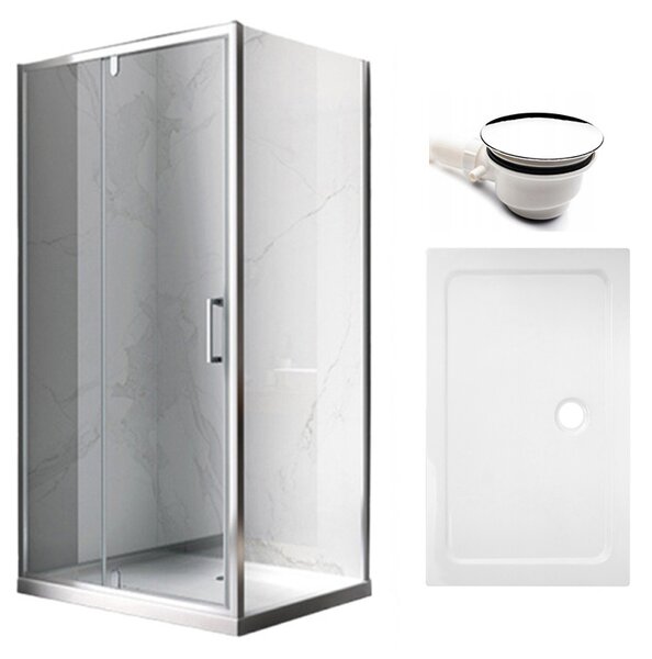 BPS-koupelny Obdélníkový sprchový kout KZ103C 120x80 chrom/transparent + vanička ST03C WH bílá