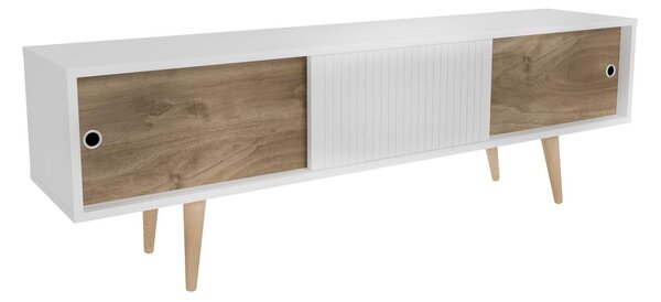 TV skříňka Ecranissa (bílá + ořech). Akce -27%