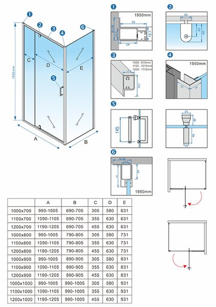 BPS-koupelny Obdélníkový sprchový kout ZES KZ06B BL 100x80 černá/transparent - bez vaničky