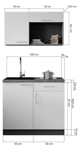 MINIKUCHYNĚ 100 cm Respekta - Online Only kuchyňské linky, Online Only