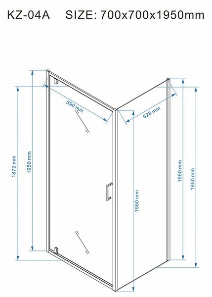 BPS-koupelny Čtvercový sprchový kout ZES KZ04 70x70 chrom/transparent - bez vaničky