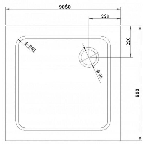 BPS-koupelny Čtvercová akrylátová sprchová vanička ST02B 90x90 bílá