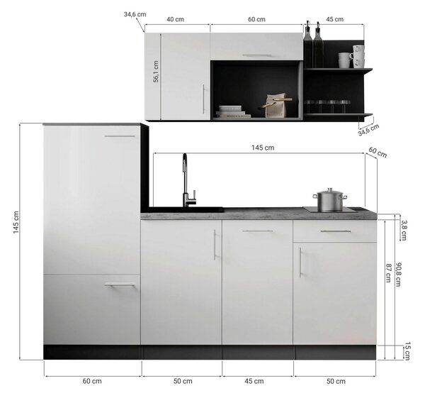 KUCHYŇSKÝ BLOK 205 cm Respekta - Online Only kuchyňské linky, Online Only
